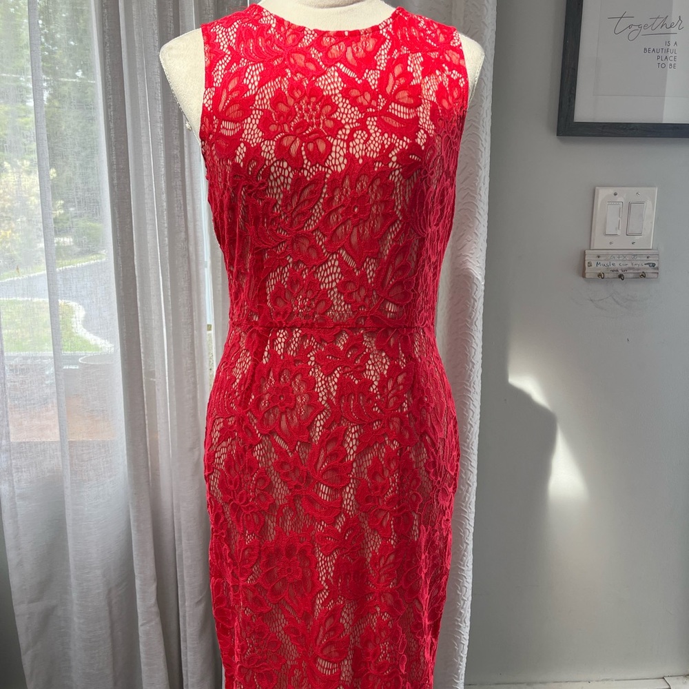 IMAN Red Lace Formal Dress
